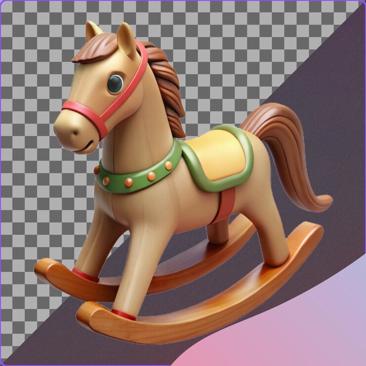 PSD juguete de caballo de balanceo renderizado en 3d