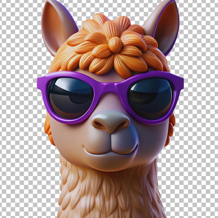PSD un juguete de un camello con gafas de sol y una cabeza de camello