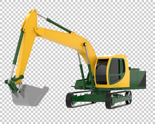 Juguete de excavadora aislado en un fondo transparente Ilustración de renderización 3D