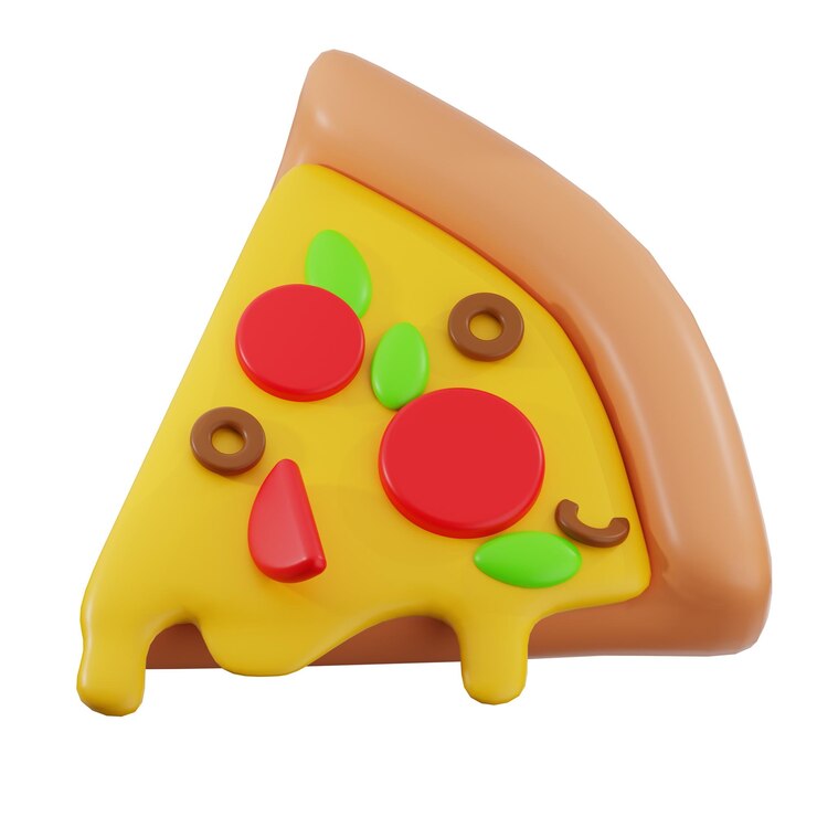 PSD juguete de rebanada de pizza con detalles de la comida
