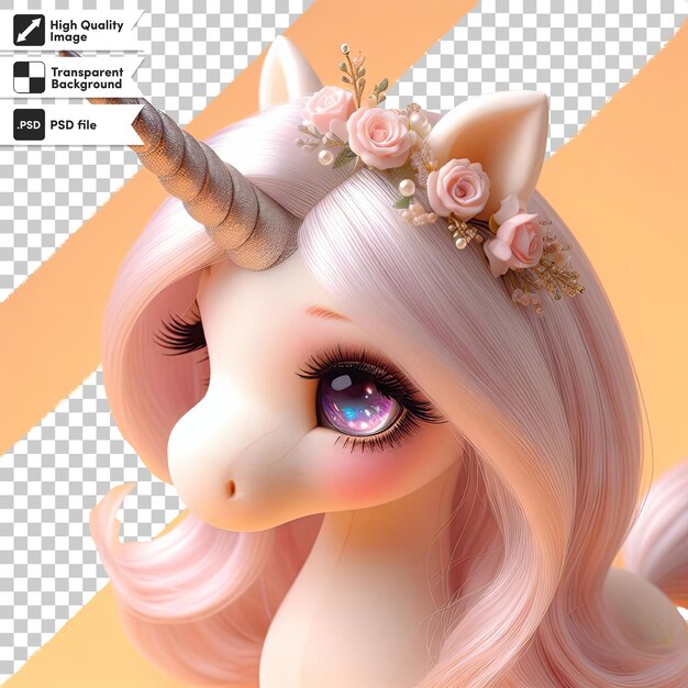 Juguete de unicornio psd sobre fondo transparente