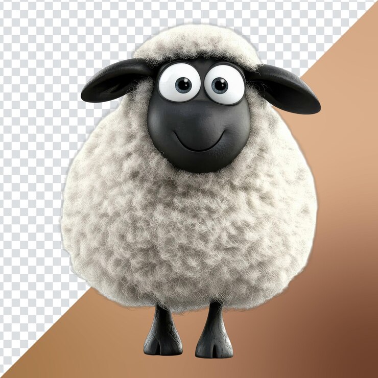 PSD el juguetón personaje de la oveja se encuentra feliz con la lana esponjosa bajo luces brillantes en un entorno caprichoso dentro de un mundo de animación vibrante en un fondo transparente