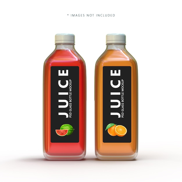 Juice Bottle PSD mockup rosso e arancione