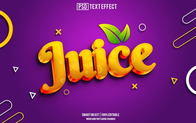 juice text effect font editable typography 3d text