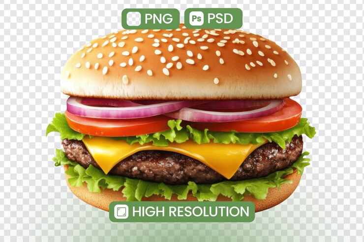 PSD juicy beef patty burger con queso derretido lechuga crujiente tomates en rodajas y cebollas rojas una delicia culinaria explorando las creaciones de hamburguesas gourmet y la fotografía de comida deliciosa