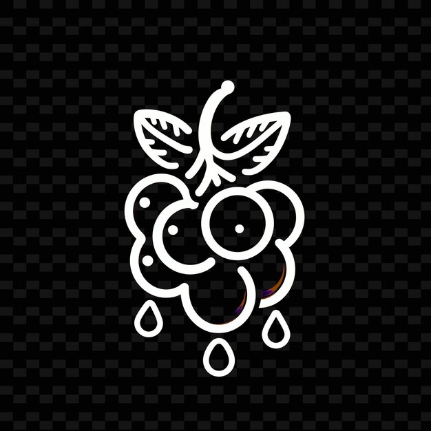 Juicy Blackcurrant Icon Logo con gotas decorativas y un diseño vectorial creativo y minimalista