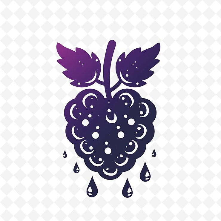 PSD juicy blackcurrant icon logo con gotas decorativas y un diseño vectorial creativo y minimalista
