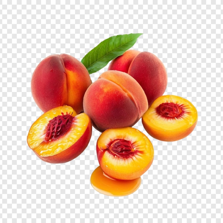 PSD juicy ripe peaches on a plate summer fruit delight