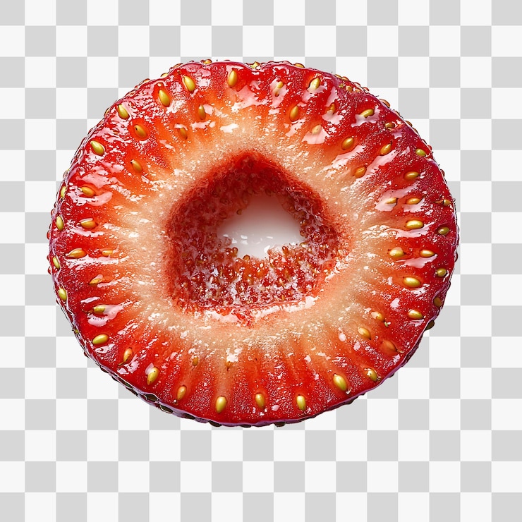 PSD juicy strawberry slice transparent background