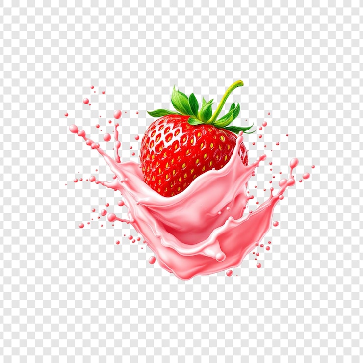 PSD juicy strawberry splash fresh red delicious creamy pink sweet summer berry smoothie drink