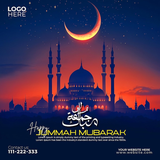 Jummah Mubarak Creative Social Media Post sexta-feira santa sexta-feira abençoada dia de oração
