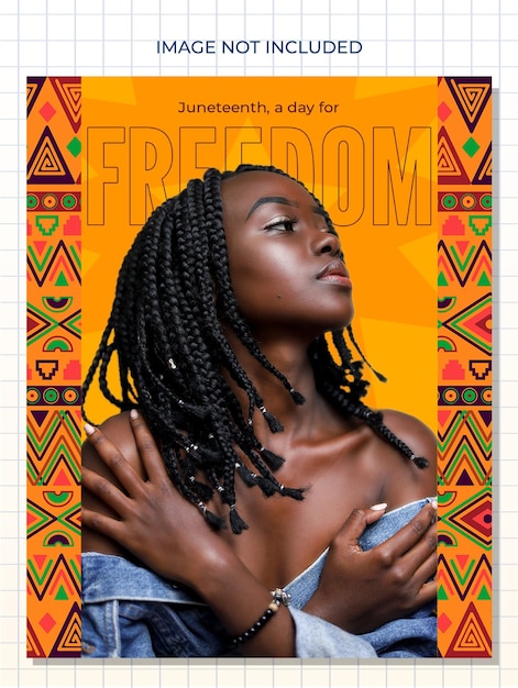 PSD juneteenth femme noire sur fond africain