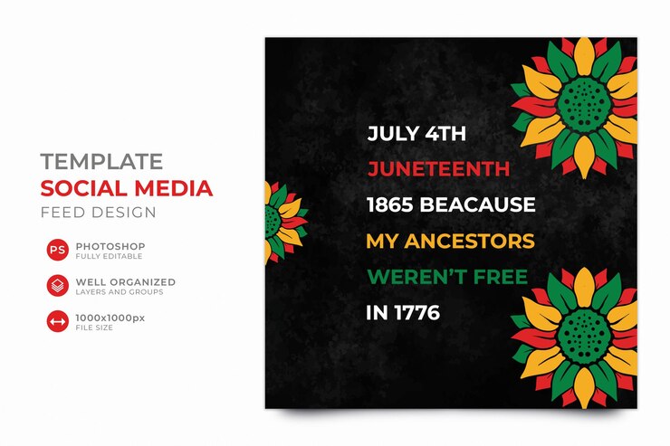 PSD juneteenth instagram social media template