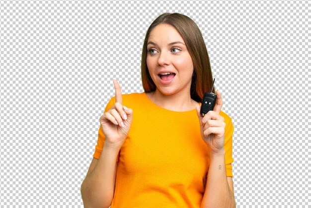 Junge blonde Frau über isolierter Chroma-Schlüssel-Hintergrund