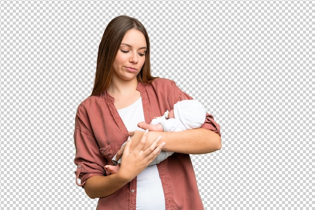 Junge blonde Frau über isolierter Chroma-Schlüssel-Hintergrund