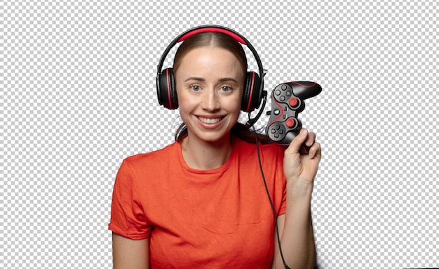 junge blonde weibliche Gamer-Konzept
