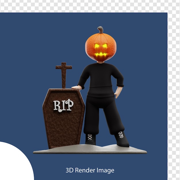 Junge Charakter Halloween 3D-Rendering