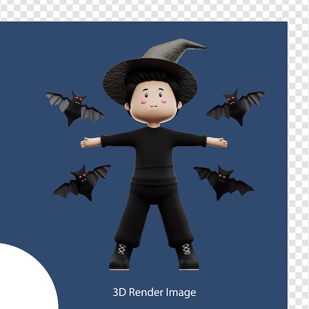 PSD junge charakter halloween 3d-rendering