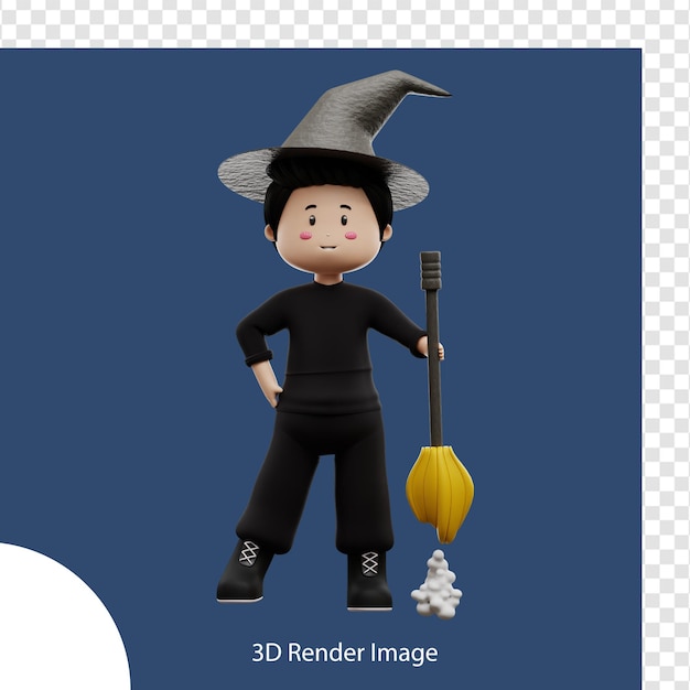 Junge Charakter Halloween 3D-Rendering
