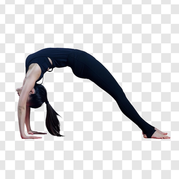 Junge Frau macht Yoga-Übungen geschichtete PSD-Datei