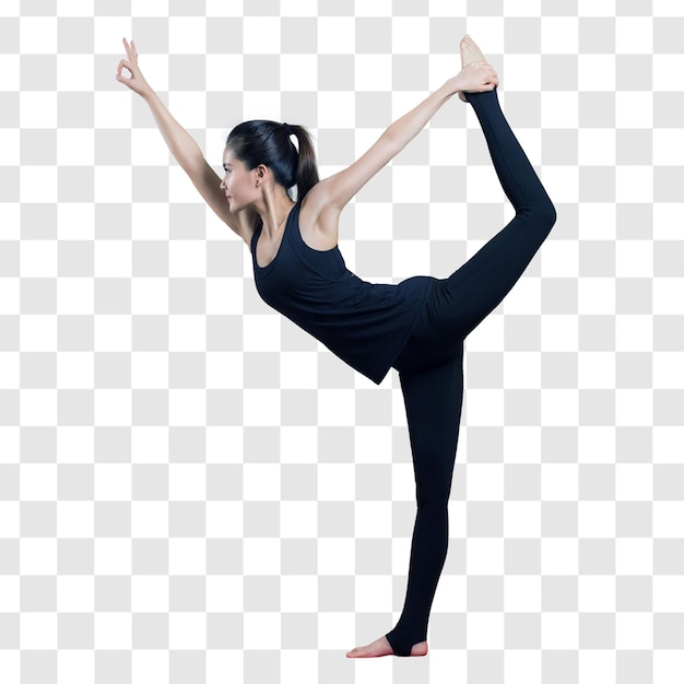Junge Frau macht Yoga-Übungen geschichtete PSD-Datei