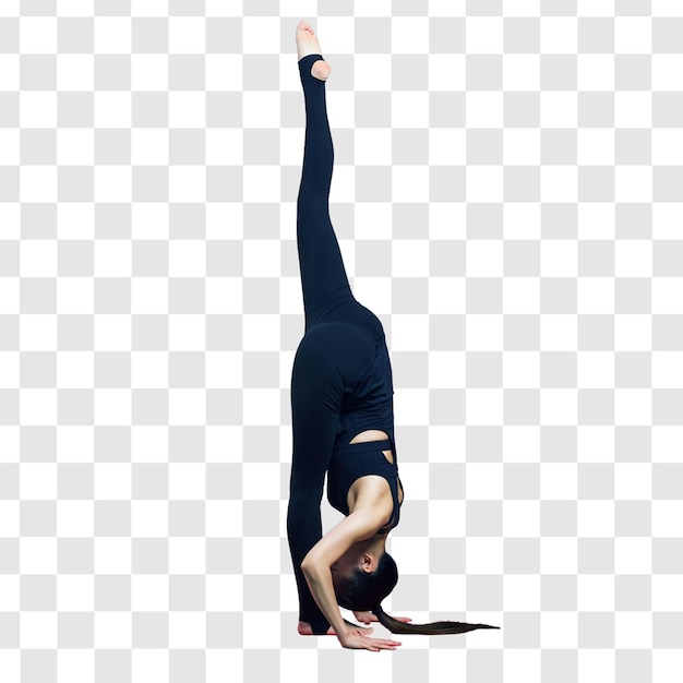 Junge Frau macht Yoga-Übungen geschichtete PSD-Datei