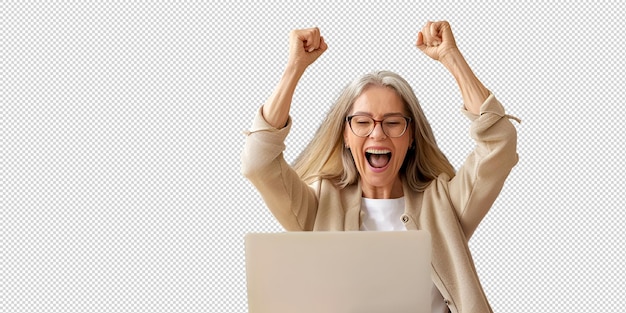 PSD junge frau mit laptop-computer