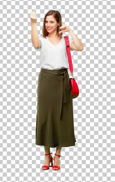 Junge hübsche und elegante Frau schneiden bereit, in Ihr zu setzen