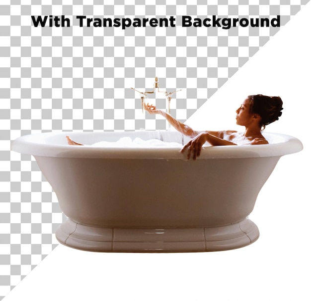Junge schöne Frau in Badewanne, Badewanne oder Jacuzzi PNG PSD Isoliert auf durchsichtigem Hintergrund