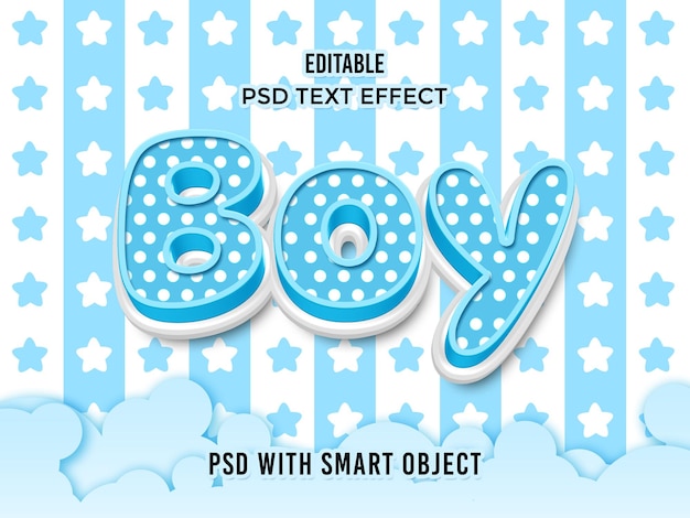 PSD junge texteffekt blau 3d