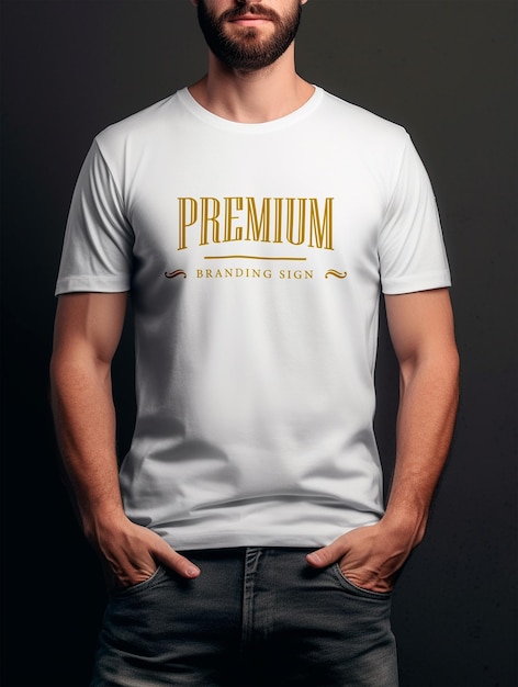 Junge trägt weißes t-shirt für mockup-design