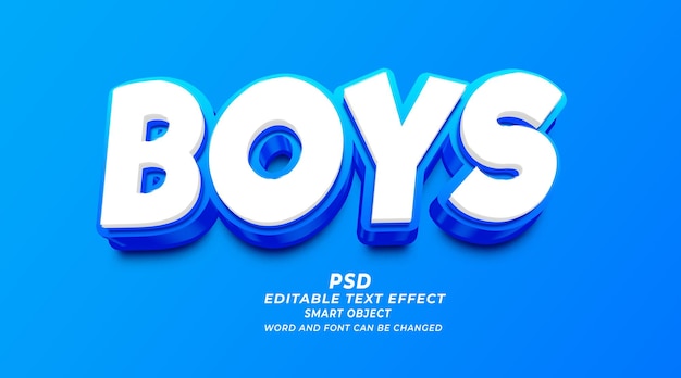Jungen PSD 3d bearbeitbare Texteffekt-Photoshop-Vorlage