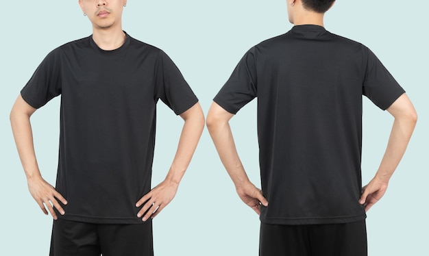 Junger Mann im Sport-T-Shirt-Modell psd, Vorlage für Ihr Design.