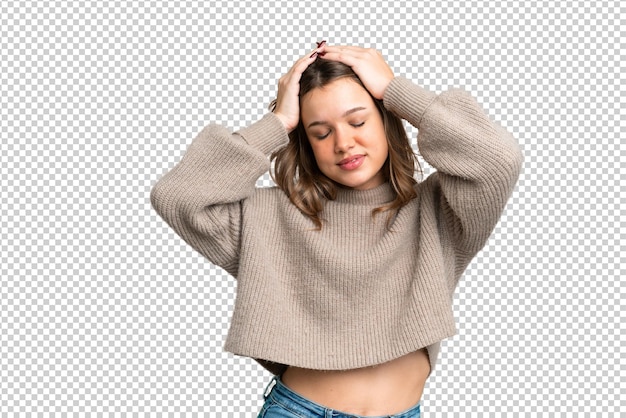 Junges Mädchen über isolierter Chroma-Schlüssel-Hintergrund lacht