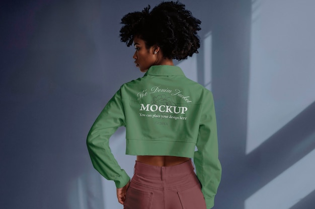 Junges Model posiert in einem Studio-Mockup