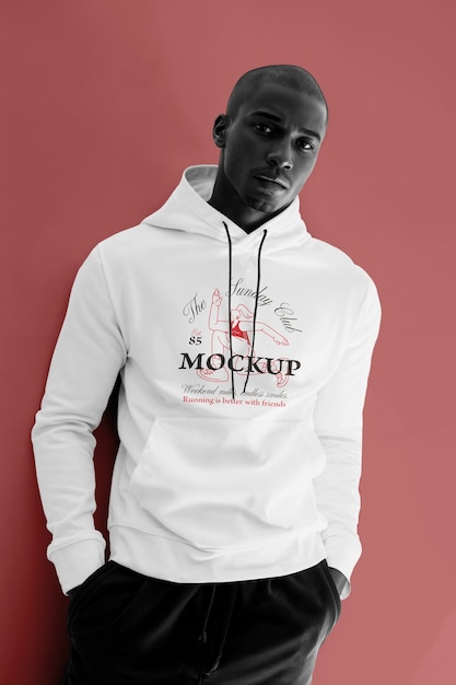 Junges Model posiert in einem Studio-Mockup