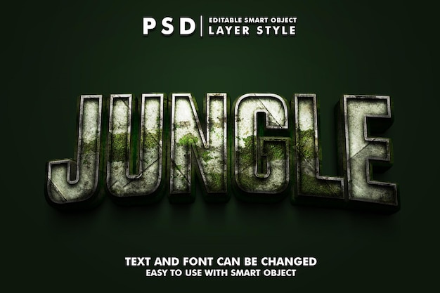 Jungle 3d effetto testo realistico psd premium con oggetto intelligente