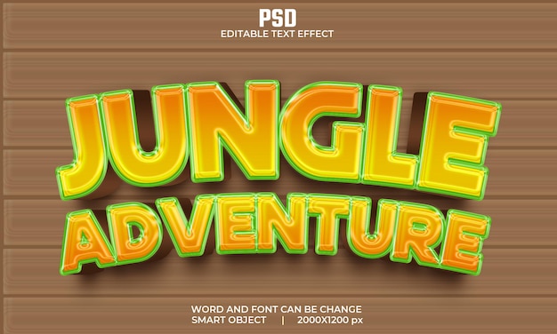jungle adventure 3d editable text effect premium psd with background