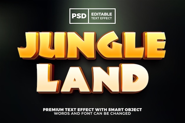 Jungle land bande dessinée 3d maquette modifiable style d'effet de texte
