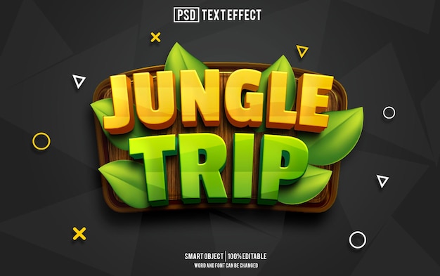 jungle trip text effect font editable typography 3d text