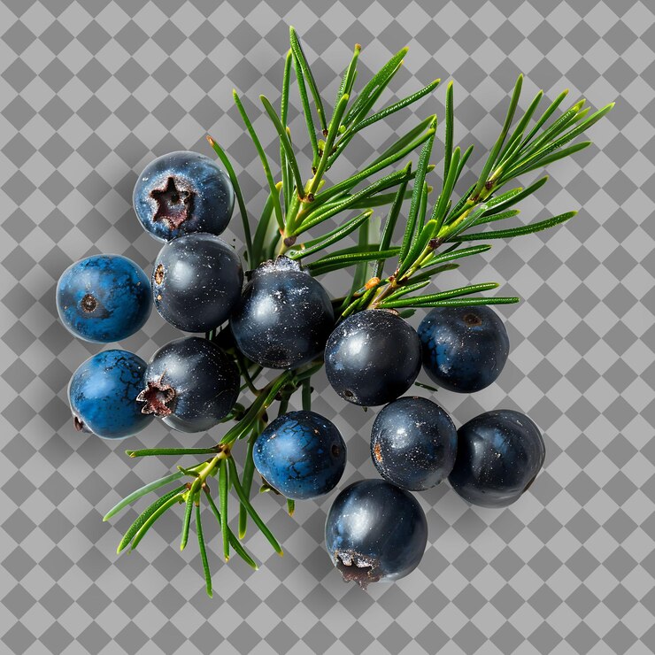 PSD juniper berry fruit with small round shape and blue black co isolated object on clean background
