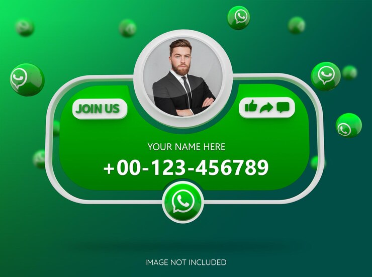 Junte-se a nós na mídia social Whatsapp com logotipo 3D e caixa de perfil de link