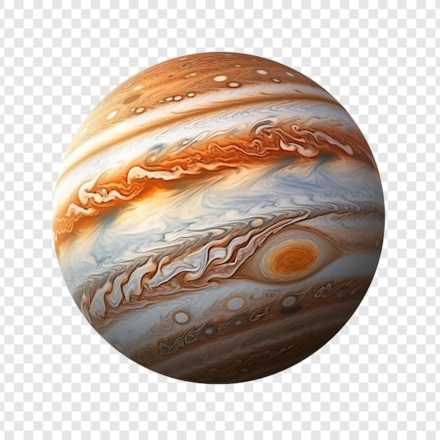 Jupiter mit rotierenden satelliten, isoliert auf einem transparenten hintergrund