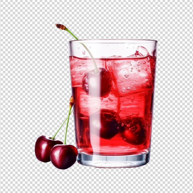 PSD jus de cerise rouge sur un fond blanc transparent