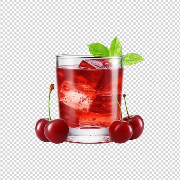 PSD jus de cerise rouge sur un fond blanc transparent