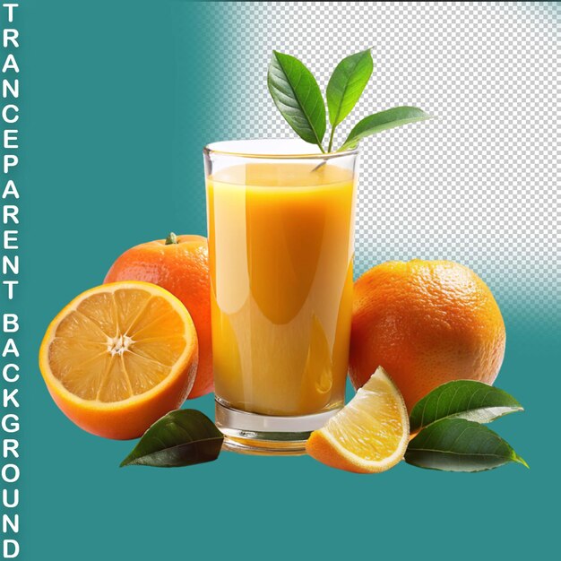 Jus De Fruit D'orange Frais Isolé Sur Fond Transparent