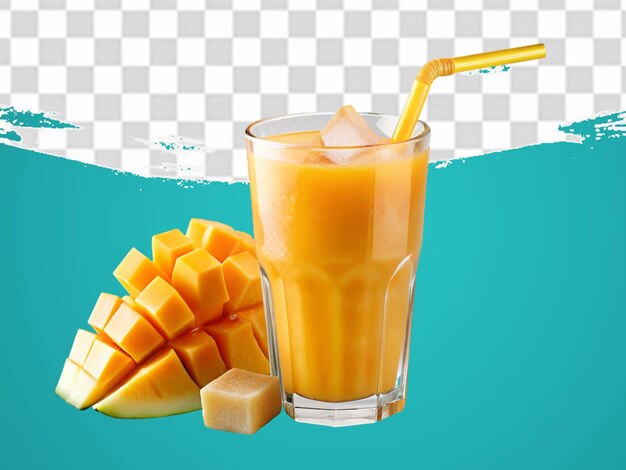 PSD jus de fruits avec de la glace broyée et des tranches de fruits