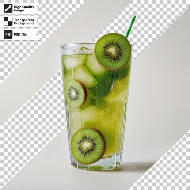 PSD jus de kiwi psd en verre sur fond transparent avec couche de masque modifiable