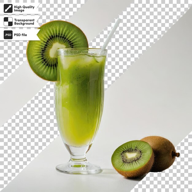 PSD jus de kiwi psd en verre sur fond transparent avec couche de masque modifiable