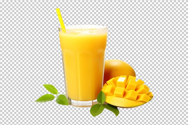 Jus De Mangue En Verre Avec Des Tranches De Mangue Png Isolées Sur Un Fond Transparent